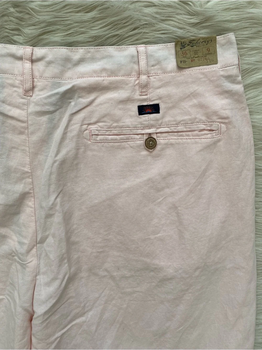Faherty Malibu Linen Cotton Chino Shorts Lightweight Summer Pink Vacation 36